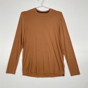 Free Fly Shirt Mens Small Brown Bamboo Blend Long Sleeve Raglan Tee Performance